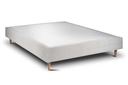 Lit 160x200 cm - Sommier tapissier H35 cm + tête de lit tapissée - Tissu Velours Gris Clair