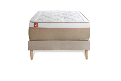 Ensemble Matelas Sommier 90x190 cm - Sommier Beige (en kit) - Le Soyeux
