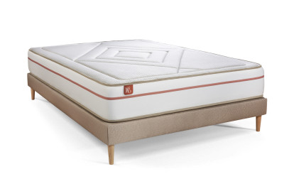 Ensemble Matelas Sommier 180x200 cm - Sommier Beige (en kit) - Le Paisible