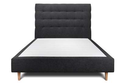 Lit 160x200 cm - Sommier tapissier H35 cm + tête de lit capitonnée - Tissu Toile natté Noir