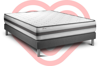 Ensemble Matelas Sommier 140x200 cm - Sommier Gris (en kit) - Vitalpower Recover