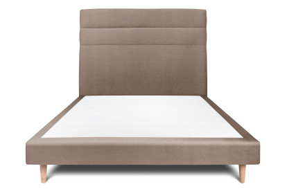 Lit 150x200 cm - Sommier tapissier H29 cm + tête de lit à lignes - Tissu Velours Taupe