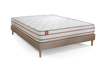 Ensemble Matelas Sommier 140x190 cm - Sommier Beige (déjà monté) - Le Doux