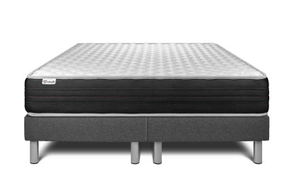 Ensemble Matelas Sommier 180x200 cm - 2 Sommiers Gris - Vitalmemo One