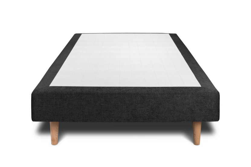 Lit 90x190 cm avec Tête de lit capitonnée - Tissu Toile natté