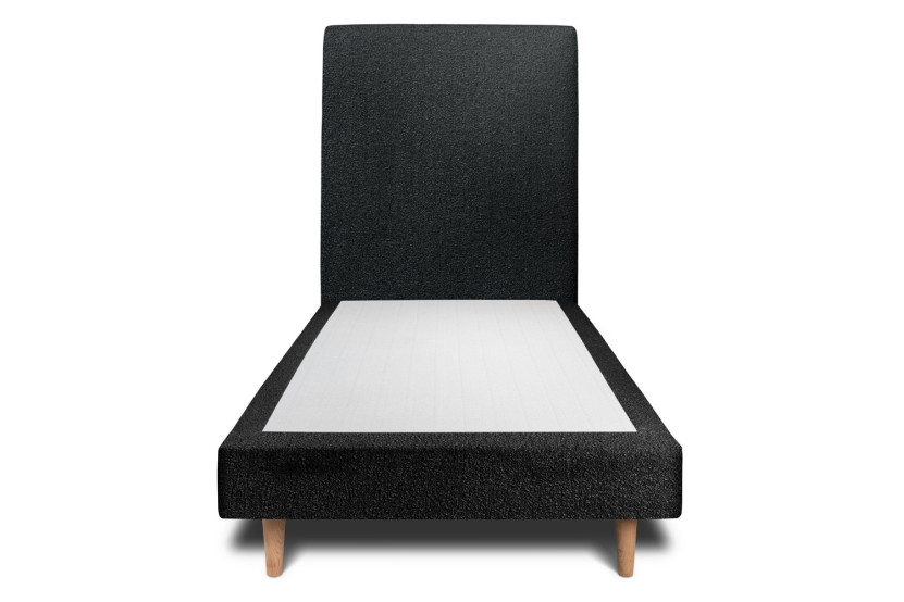 Lit 90x190 cm avec Tête de lit tapissée - Tissu Bouclette