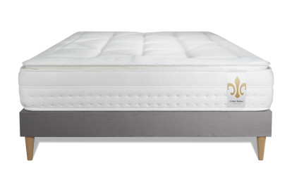 Ensemble Matelas Sommier 140x200 cm - Sommier Gris (déjà monté) - Vingt-Huit PLUS