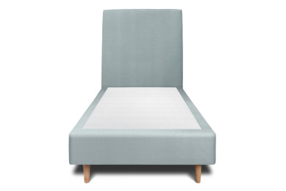 Lit 90x200 cm - Sommier tapissier H35 cm + tête de lit tapissée - Tissu Velours Gris Bleuté
