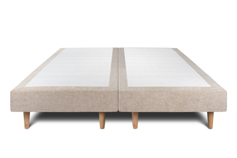 Lit 2x100x200 cm avec Tête de lit à lignes - Tissu Toile natté
