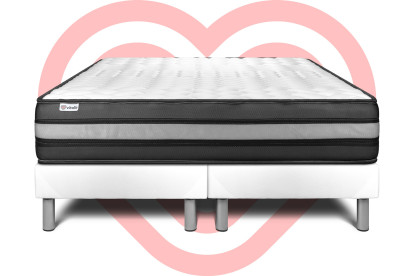 Ensemble Matelas Sommier 200x200 cm - 2 Sommiers Blanc - Vital Power Zen