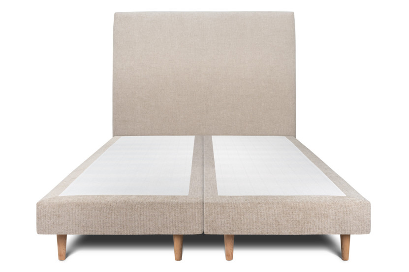 Lit 2x80x200 cm avec Tête de lit tapissée - Tissu Toile natté
