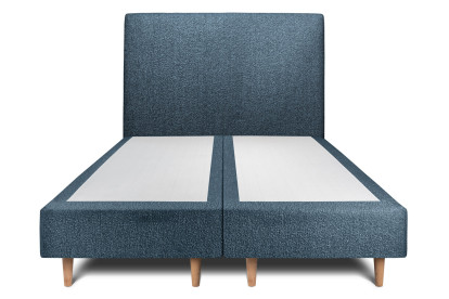 Lit 2x 90x200 cm - Sommier tapissier H35 cm + tête de lit tapissée - Tissu Bouclette Bleu