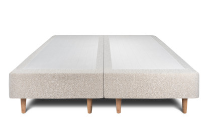 Lit 2x 100x200 cm - Sommier tapissier H35 cm + tête de lit tapissée - Tissu Bouclette Beige Clair