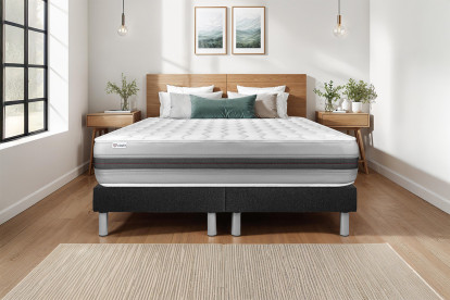 Ensemble Matelas Sommier 200x200 cm - 2 Sommiers Noir - Vitalspring Recover