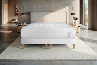 Ensemble Matelas Sommier 200x200 cm - 2 Sommiers Blanc - Vingt-Quatre PLUS