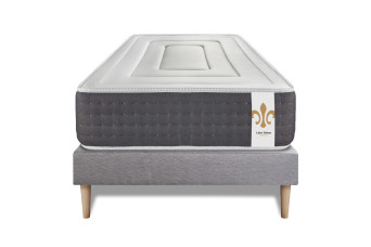 Ensemble Matelas Sommier 90x200 cm - Sommier Gris (en kit) - Vingt-Six