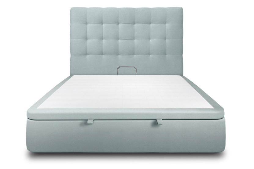 Lit coffre 140x200 cm avec Tête de lit capitonnée - Tissu Velours