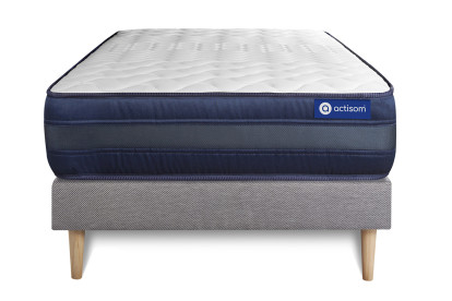 Ensemble Matelas Sommier 90x190 cm - Sommier Gris (en kit) - Actimemo Tech