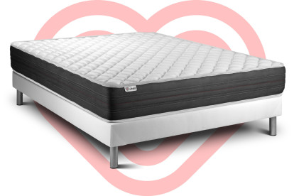 Ensemble Matelas Sommier 160x200 cm - Sommier Blanc (déjà monté) - Vitalmemo One