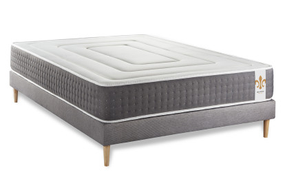 Ensemble Matelas Sommier 140x200 cm - Sommier Gris (en kit) - Vingt-Six