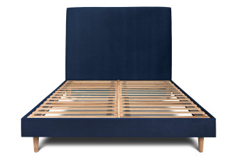 Lit 140x190 cm avec Tête de lit tapissée - Tissu Velours