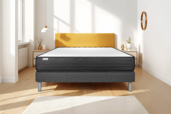 Ensemble Matelas Sommier 180x200 cm - Sommier Gris (en kit) - Vitalpower
