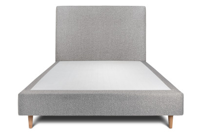Lit 150x200 cm - Sommier tapissier H35 cm + tête de lit tapissée - Tissu Bouclette Gris