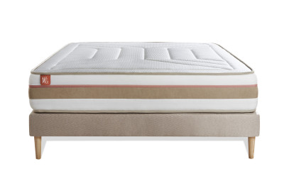 Ensemble Matelas Sommier 140x190 cm - Sommier Beige (en kit) - Le Tendre