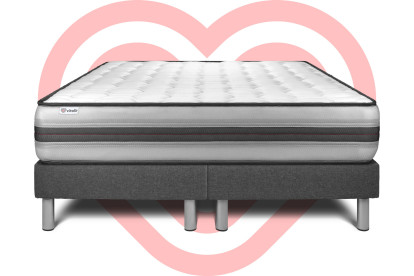 Ensemble Matelas Sommier 160x200 cm - 2 Sommiers Gris - Vitalpower Recover
