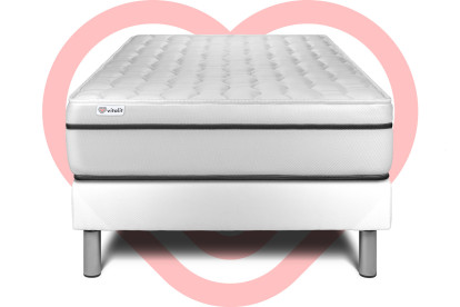 Ensemble Matelas Sommier 90x190 cm - Sommier Blanc (en kit) - Vital Spa
