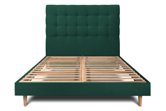 Lit 160x200 cm avec Tête de lit capitonnée - Tissu Velours Lit 160x200 cm avec Tête de lit capitonnée - Tissu Velours