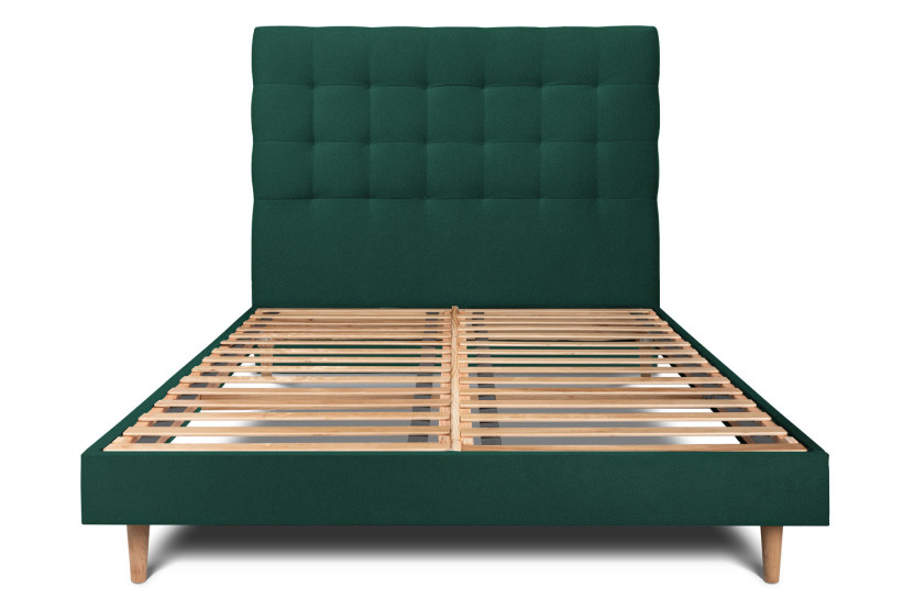 Lit 160x200 cm avec Tête de lit capitonnée - Tissu Velours