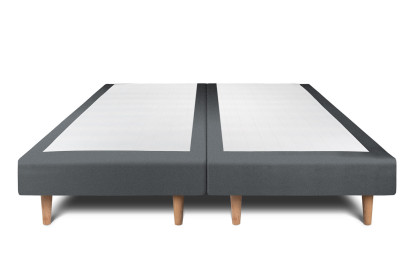 Lit 2x 90x200 cm - Sommier tapissier H29 cm + tête de lit capitonnée - Tissu Velours Gris Anthracite