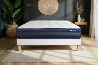 Ensemble Matelas Sommier 200x200 cm - Sommier Blanc (en kit) - Actiflex Tech