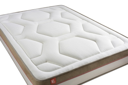 Pack lit complet 160x200 cm - Matelas + 2 Sommiers Beiges + 2 oreillers + Couette - Le Cosy