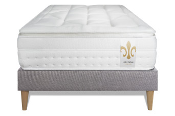 Ensemble Matelas Sommier 90x200 cm - Sommier Gris (déjà monté) - Vingt-Huit PLUS
