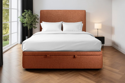 Sommier Coffre 200x200 cm - Bouclette - Terracotta