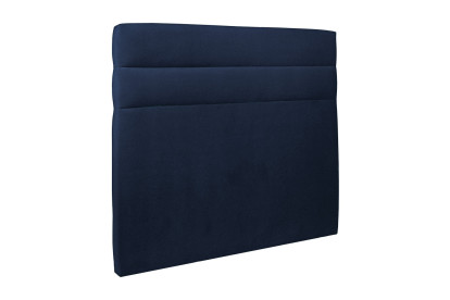 Lit 140x200 cm - Sommier tapissier H29 cm + tête de lit à lignes - Tissu Velours Bleu Océan