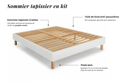 Ensemble Matelas Sommier 140x190 cm - Sommier Blanc (en kit) - Privilège