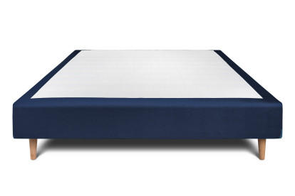 Sommier Tapissier 140x190 cm - H35 cm - Velours - Bleu océan