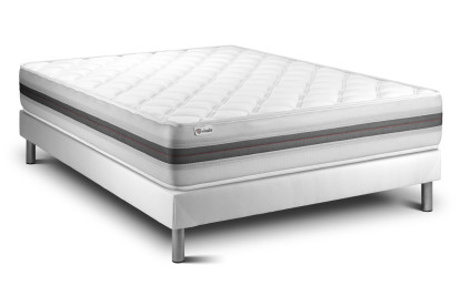 Ensemble Matelas Sommier 140x200 cm - Sommier Blanc (déjà monté) - Vitalmemo Back