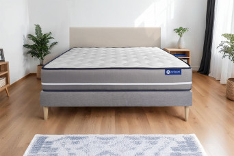 Ensemble Matelas Sommier 120x190 cm - Sommier Gris (en kit) - Actiflex Pur