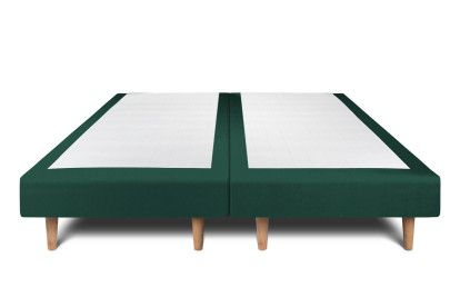 Lit 2x 100x200 cm - Sommier tapissier H29 cm + tête de lit capitonnée - Tissu Velours Vert