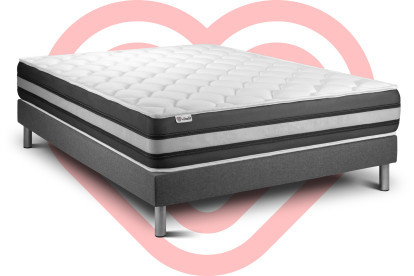 Ensemble Matelas Sommier 160x200 cm - Sommier Gris (en kit) - Vitalspring Zen