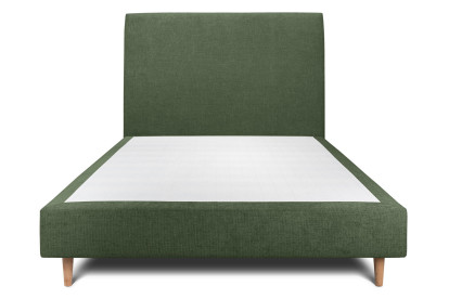 Lit 140x190 cm - Sommier tapissier H35 cm + tête de lit tapissée - Tissu Toile natté Vert Kaki