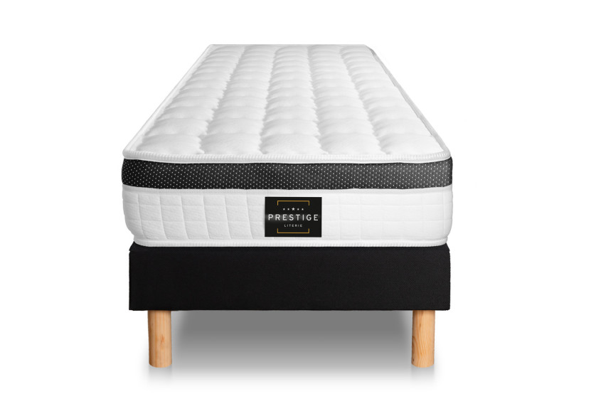 Ensemble Matelas Sommier 90x190 cm - Sommier Noir (en kit) - Supérieur