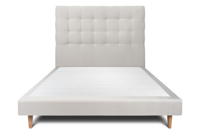 Lit 150x200 cm - Sommier tapissier H29 cm + tête de lit capitonnée - Tissu Velours Gris Clair