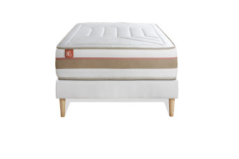 Ensemble Matelas Sommier 90x200 cm - Sommier Blanc (en kit) - Le Tendre