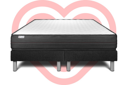 Ensemble Matelas Sommier 200x200 cm - 2 Sommiers Noir - Vitalpower