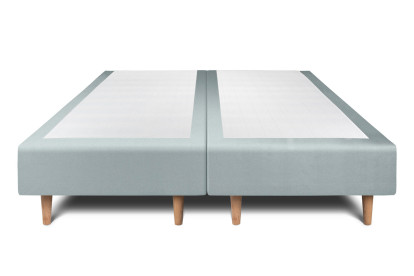 Lit 2x 100x200 cm - Sommier tapissier H35 cm + tête de lit tapissée - Tissu Velours Gris Bleuté